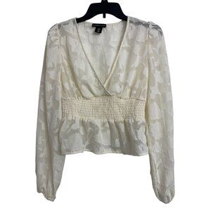 Sincerely Jules Lace Peplum Sheer Smocked Y2K Blouse‎ Size S